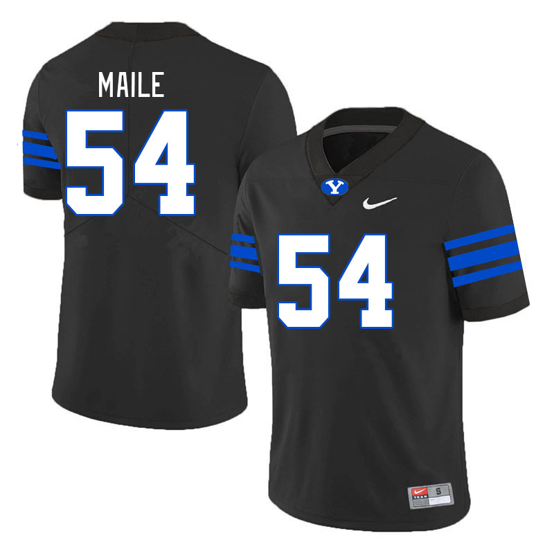 Men #54 Paul Maile BYU Cougars College Football Jerseys Stitched-Black - Click Image to Close